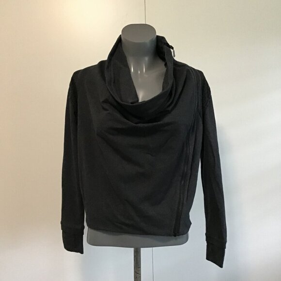 Lululemon Sway Cowl Neck Zip Up Jacket  Charcoal Grey/Black Size 4 - Picture 1 of 14